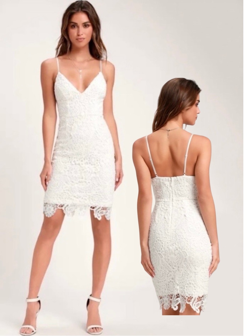 Lulus Lace Bodycon White Mini Dress Pass The Prosecco Sz M